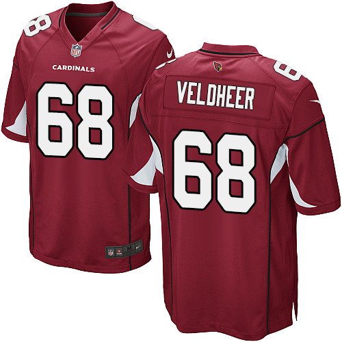 Men's Game Jared Veldheer Nike Jersey Red Home - #68 NFL Arizona Cardinals